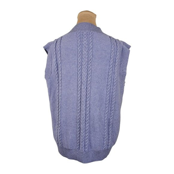 Sunday Best Aritzia Winston Light Purple Pastel Sweater Vest Cable Knit Sz M - Picture 5 of 9